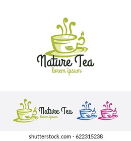 Herbal tea logo design. Cafeteria, Hot drink and Cafe logo concept. Vector logo template