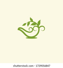 herbal tea logo vector graphic with tea leaves  for any business