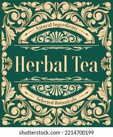 Herbal Tea - ornate vintage decorative label