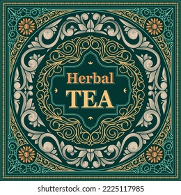 Herbal Tea - ornate vintage decorative label