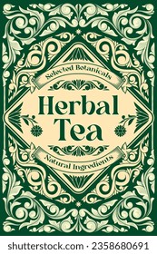 Herbal Tea - ornate vintage decorative label