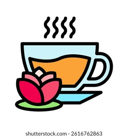Herbal Tea outline color, mini illustration icon, related to relaxation, spa, wellness and more. Vector EPS 10 for modern concept, print, UI, UX kit, web and app development