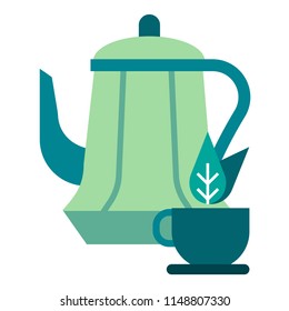 herbal tea pot vector illustration in gradient design