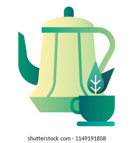 herbal tea pot vector illustration in gradient design