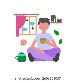 Herbal Tea For Relaxation Time Vector Illustration