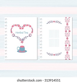 Herbal tea. Template. Sketch. Set