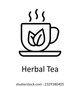 Ilustración de diseño de iconos del contorno del vector de té herbal. Símbolo de comida y bebida sobre fondo blanco archivo EPS 10 