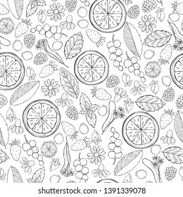 Herbal tea.  Vector  seamless pattern