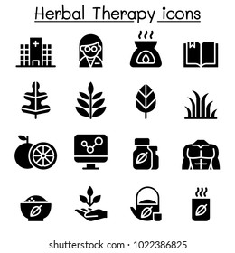 Herbal Therapy & Hospital icon set