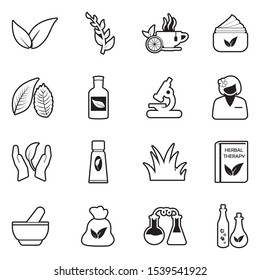 Herbal Therapy Icons. Line With Fill Design. Vector Illustration.