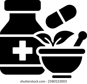 Herbal Treatment Icon Element For Design
