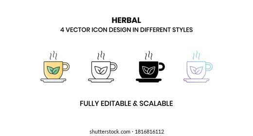 Iconos de la ilustración del vector herbal en un estilo diferente