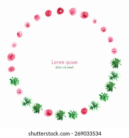 Herbal vector watercolor circle frame