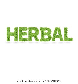 Herbal word made of green vector leafs