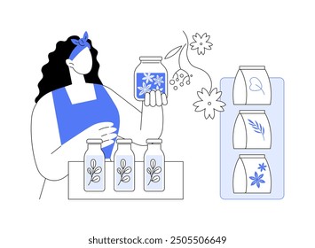 Herbalist isolated cartoon vector illustrations. Herbalist in her own shop, homeopathy industry, aromatherapy treatment, small business, professional service, healer cosmetics vector cartoon.