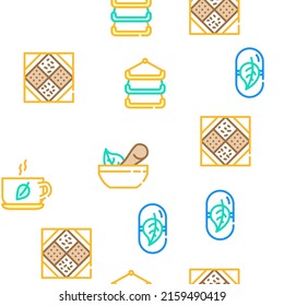 Herbalist Medical Collection Vector Seamless Pattern Color Line Illustration