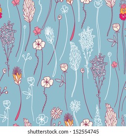 herbarium of flowers seamless pattern