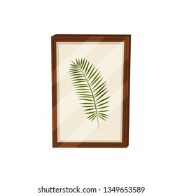 Herbarium in frame on white background. Picture concept.