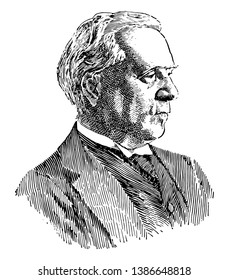 Herbert H. Asquith, 1852-1928, he was the Prime Minister of the United Kingdom from 1908 to 1916, vintage line drawing or engraving illustration