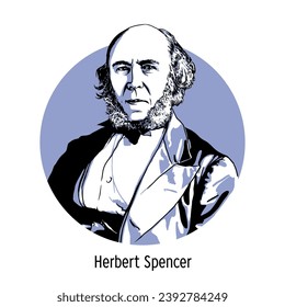 Herbert Spencer is an English philosopher and sociologist, one of the founders of evolutionism, and an ideologist of liberalism. Hand drawn vector illustration