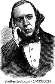 Herbert Spencer, vintage engraved illustration