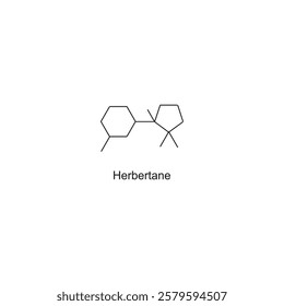 Herbertane skeletal structure.Sesquiterpene compound schematic illustration. Simple diagram, chemical structure.