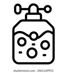 Vector de contorno de ícono de pulverizador herbicida. Tratamiento de cultivos agrícolas. Crecimiento saludable de la cosecha