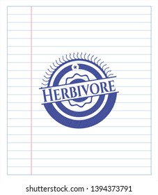 Herbivore drawn with pen. Blue ink. Vector Illustration. Detailed.