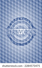 Herbivorous blue emblem or badge with abstract geometric pattern background. Vector Illustration. Detailed. 