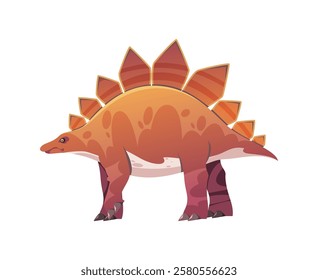 Herbivorous dinosaur character, isolated Stegosaurus species with tail and spike plates on back. Vector extinct animals from prehistoric or Jurassic era period. Paleontology museum exponent