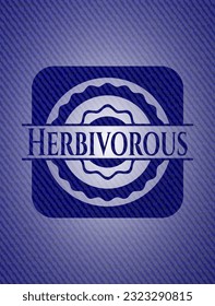 Herbivorous emblem with jean high quality background. Vector Illustration. Detailed. 