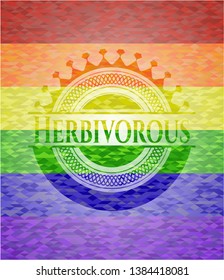 Herbivorous emblem on mosaic background with the colors of the LGBT flag