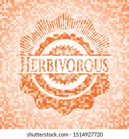 Herbivorous orange mosaic emblem with background