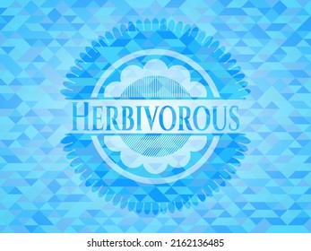 Herbivorous realistic sky blue emblem. Mosaic background. 