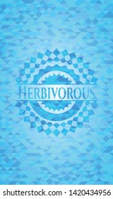 Herbivorous sky blue emblem with mosaic background