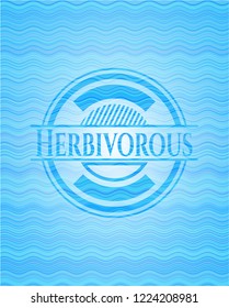 Herbivorous sky blue water wave badge background.