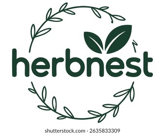 Herbnest Logo - Herbal Leaf Design	