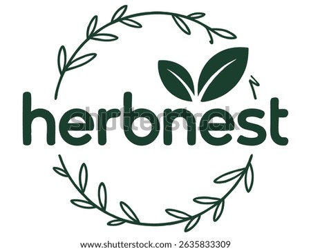 Herbnest Logo - Herbal Leaf Design	