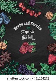 herbs and berries summer garden