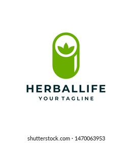 Herbs capsule leaf logo and icon design vector.