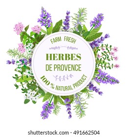 Ervas de Provence. Um monte de ervas frescas. Design para cosméticos, restaurante, loja, mercado, produtos naturais e 100% orgânicos, cuidados de saúde. Pode ser usado como um design de logotipo. Cozinha francesa