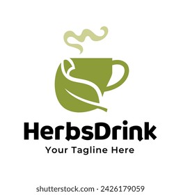 Herbs drink logo. Organic Drink Cup Logo Design Template