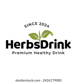 Herbs drink logo. Organic Drink Cup Logo Design Template