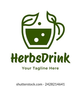 Herbs drink logo. Organic Drink Cup Logo Design Template