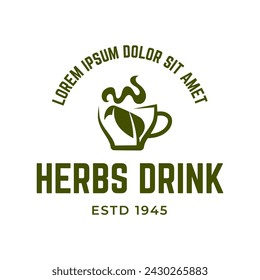 Herbs drink logo. Organic Drink Cup Logo Design Template