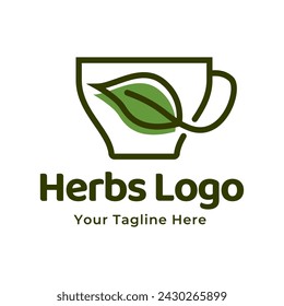 Herbs drink logo. Organic Drink Cup Logo Design Template