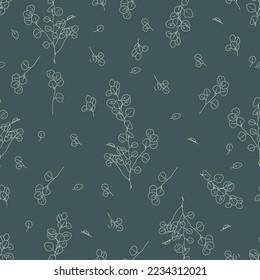 herbs floral eucalyptus vector seamless pattern