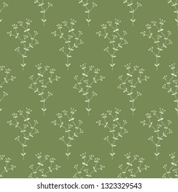 Herbs and flowers Botanical seamless pattern in sketch style