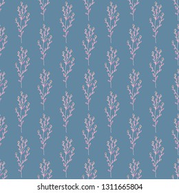 Herbs and flowers. Botanical sketch drawings seamless pattern