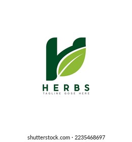 herbs logo h logotype concepts leaf nature bio.